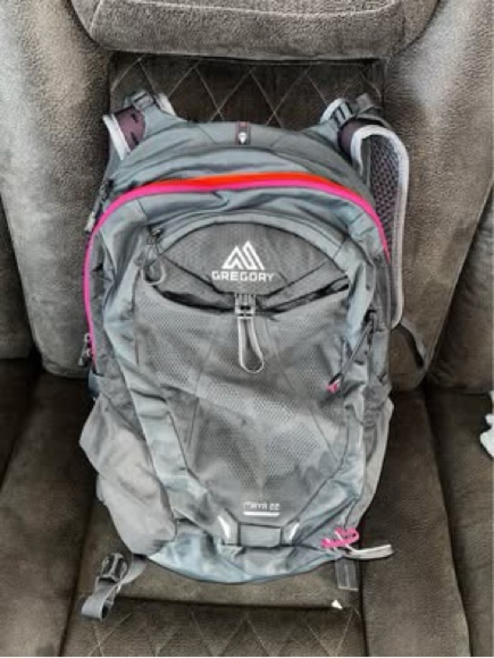 Gregory Gray Backpack with Pink Accents